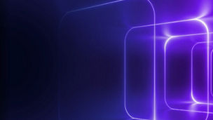 Abstract neon lines forming layered rectangular outlines in blue and purple tones