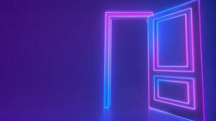 Neonlicht in Türform