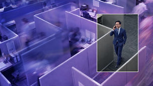 Office with man in window
