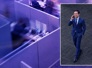 Office with man in window