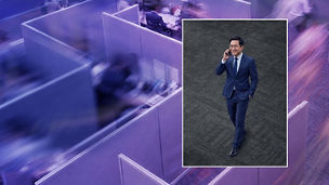 Office with man in window