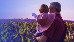 Old man and child banner