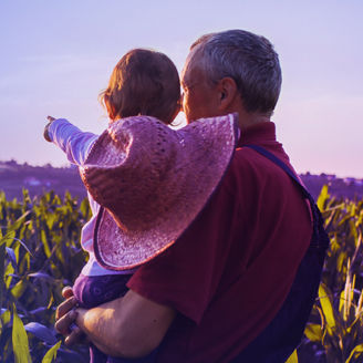 Old man and child banner
