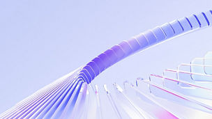 Abstract translucent curved shapes in a circle on light purple background banner