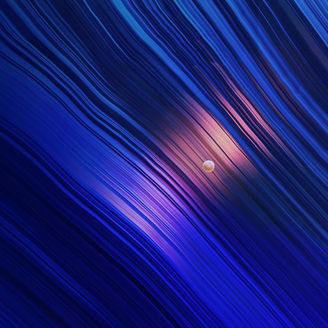 Orange sun embedded in diagonal blue lines