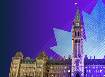 Parliament of Canada blue maple leaf background banner