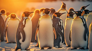 Penguins looking at each other