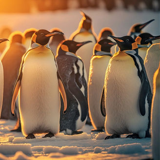 Penguins looking at each other