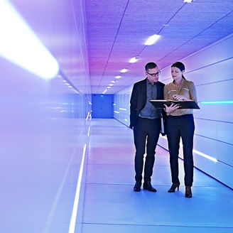 man and woman discussing