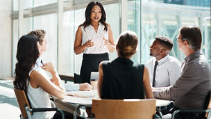 People discussing in a meeting