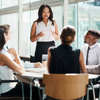 People discussing in a meeting