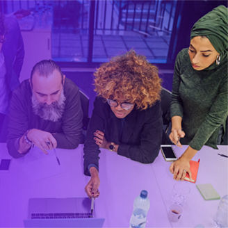 people discussing powered
