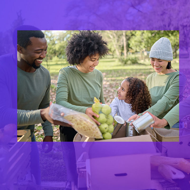 People doing community volunteer work banner