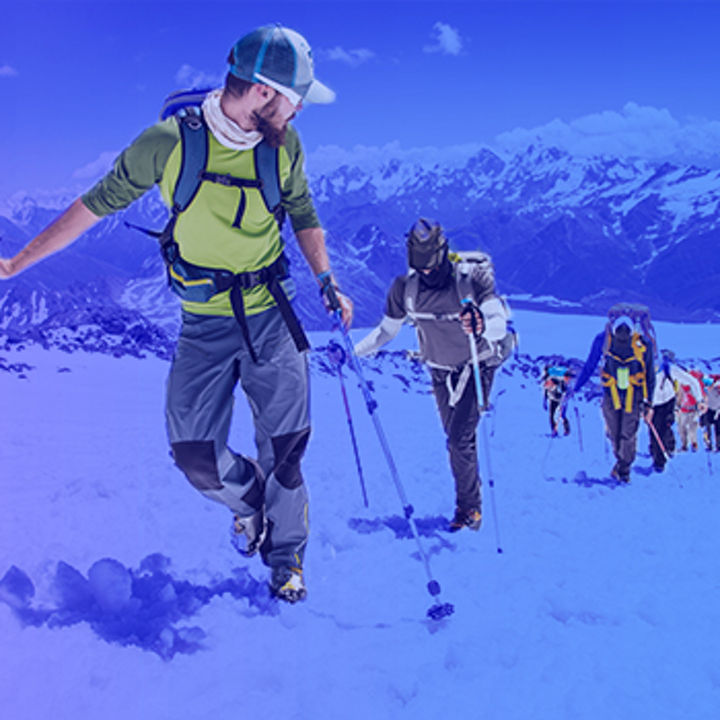 People hiking in the snow