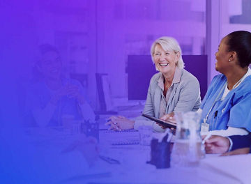 People laughing business meeting banner