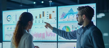 People looking at data on screens