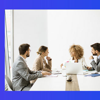 People talking in a meeting banner