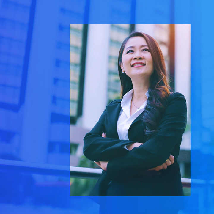 Person in a business suit standing Banner