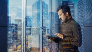 Person looking at a device