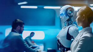 Roboter und Mensch am Arbeitsplatz