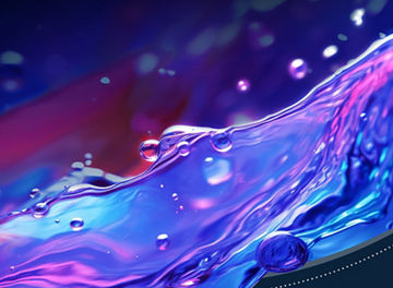 Pink and blue flowing water droplets