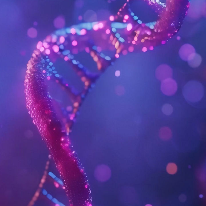 Pink and purple DNA strand banner