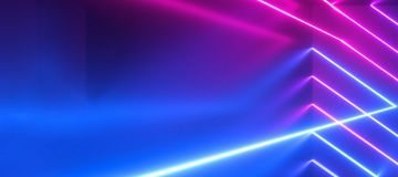 pink blue neon lights in cube