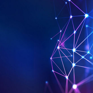 Pink lines connected to white light dots on blue background