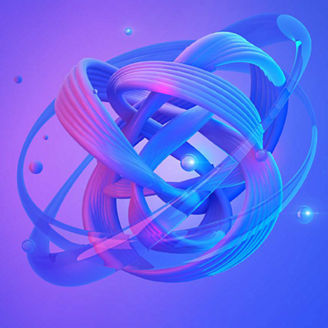 Niebieska, fioletowa, różowa wstęga, abstrakcja, motyw przewodni KPMG global tech report 2022