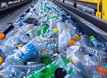 Plastic bottles on conveyor belt