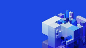 Abstract 3d render, blue and purple geometric composition, background design