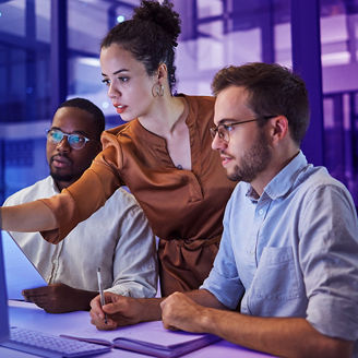 People looking at screen