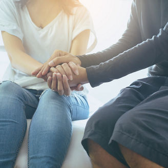 Man giving hand to depressed woman,Suicide prevention,Mental health care concept