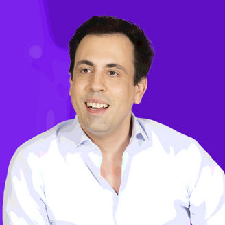 Photo by João Pestana, against a purple background