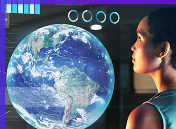 Mulher a ver o planeta terra