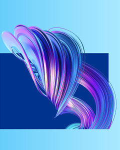 Kuensterlisch geschwungenes blaue-violettes Konstrukt