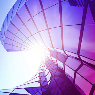 Purple blue glass structure