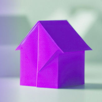 Tiny purple paper house