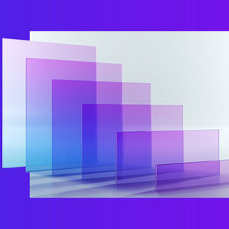 Purple squares on blue background banner