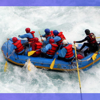 Rafting river blue boat