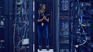 Woman in a data centre