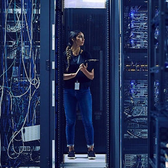 Woman in a data centre