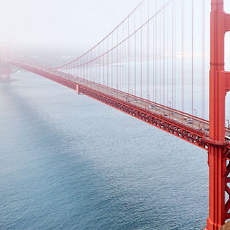 Red colour wired cross-over bridge