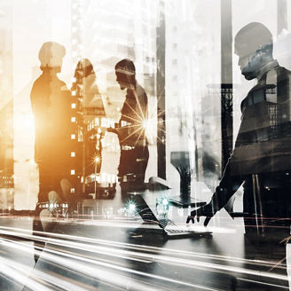 Digitally enhanced shot of a colleagues working in their office