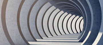 concrete tunnel, 3D illustration, rendering.
