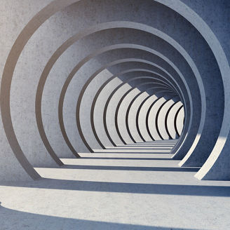 concrete tunnel, 3D illustration, rendering.