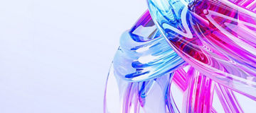 Rainbow liquid glass transparent abstract 3d macro background. Colorful fluid flow curve shape with bright iridescent light holographic gradient render. Creative wallpaper, banner. 3D illustration