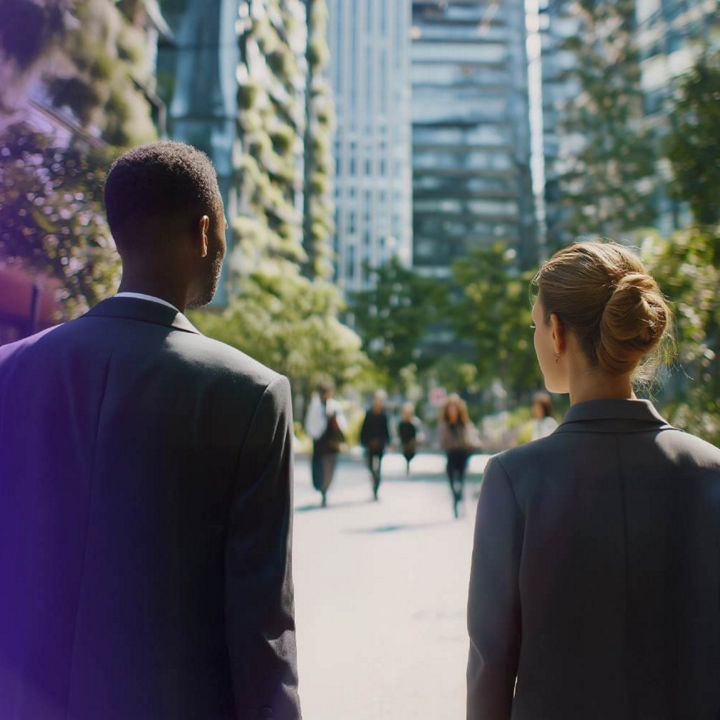 man and woman outside