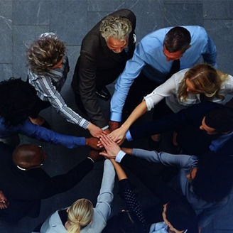Colleagues high-five