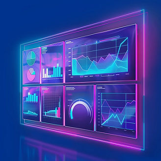 Holographic dashboard on blue background